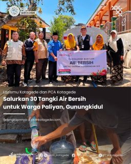 Lazismu Kotagede bersama Pimpinan Cabang ‘Aisyiyah Kotagede kembali menyalurkan bantuan air bersih kepada masyarakat.

Dropping air bersih tahap ke-2 dilaksanakan pada Rabu, 23 September 2026, di wilayah Kapanewon Paliyan, Kabupaten Gunungkidul, Daerah Istimewa Yogyakarta. Sebanyak 30 tangki air bersih disalurkan untuk memenuhi kebutuhan masyarakat yang terdampak kekeringan.

Berita selengkapnya di pcmkotagede.com

#pcmkotagede #muhammadiyah #kotagede #lazismukotagede #pcakotagede