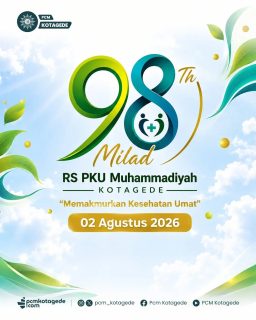 Selama 98 tahun, RS PKU Muhammadiyah Kotagede terus berkomitmen menghadirkan pelayanan kesehatan yang profesional, aman, bermutu, dan penuh kasih kepada masyarakat.

Perjalanan panjang ini menjadi bukti nyata dedikasi dalam memberikan pelayanan terbaik, sekaligus menjadi motivasi untuk terus berinovasi demi kesehatan umat.

Semoga di usia yang ke-98, RS PKU Muhammadiyah Kotagede senantiasa diberikan keberkahan, semakin maju, terus menjadi rumah sakit pilihan masyarakat, serta istiqamah menghadirkan pelayanan yang unggul, humanis, dan berkemajuan.

Selamat Milad ke-98 RS PKU Muhammadiyah Kotagede. @pkukotagedejogja

#pcmkotagede #kotagede #muhammadiyah #pkumuhammadiyahkotagede