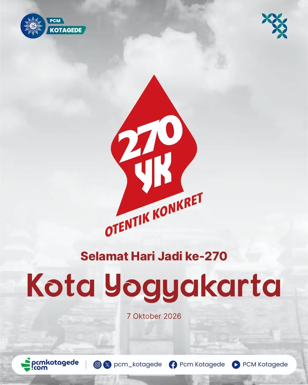 270 tahun Yogyakarta bukan sekadar perjalanan waktu, tetapi kisah panjang tentang budaya, perjuangan, kebersamaan, dan semangat masyarakat dalam menjaga kota tercinta.

Dari tradisi yang terus dirawat, sejarah yang terus dikenang, hingga generasi yang terus tumbuh dan berkarya, Yogyakarta selalu memiliki cara untuk menjadi rumah bagi banyak cerita.

Mari terus menjaga Yogyakarta sebagai kota yang berbudaya, nyaman, inklusif, dan penuh semangat gotong royong.

Selamat Hari Jadi Kota Yogyakarta ke-270